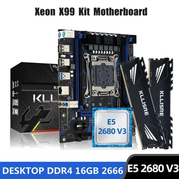 Комбинированный комплект материнской платы Kllisre X99 LGA 2011-3 Xeon E5 2680 V3 CPU DDR4 16 ГБ (2ШТ 8G) Настольной памяти 2133 МГц