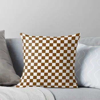 Белая и шоколадно-коричневая подушка в шахматном порядке, наволочка для дивана, диванные подушки, наволочки для кровати, подушки для декора дома