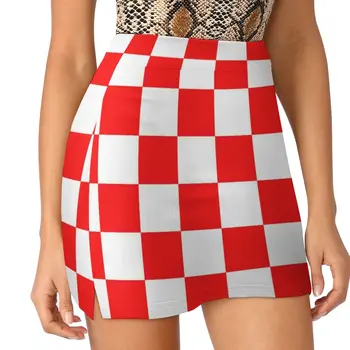 хорватский красно-белый рисунок шахматной доски для чемпионата мира по футболу, светонепроницаемая брючная юбка, винтажная одежда 90-х