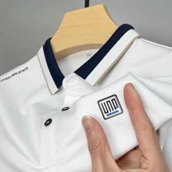 Летняя высококачественная футболка из мерсеризованного хлопка с короткими рукавами, мужской лацкан 2023, новая шелковая дышащая рубашка поло, повседневная мужская одежда