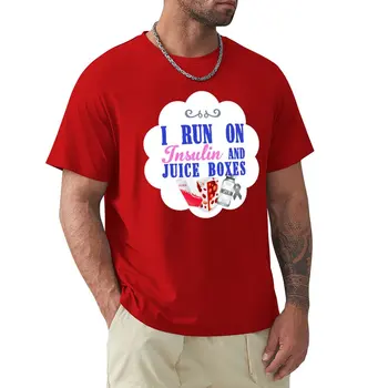 Я бегу на инсулине и упаковках сока - Молодежная футболка для диабетиков, винтажная одежда, простые футболки funnys для мужчин