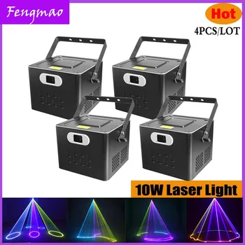 Лазер мощностью 10 Вт RGB Полноцветная анимация Лазерный луч Программа ILDA DJ Дискотека Рождественская и праздничная сцена Лазерный проектор Дискотека KTV Club