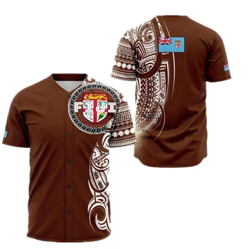 Модная Бейсбольная рубашка Полинезийский Гавайский Регби С 3D Принтом Мужская Бейсбольная рубашка Harajuku Street Leisure Sports Рубашка с коротким рукавом