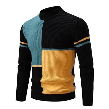 Новый мужской осенне-зимний повседневный теплый свитер с горловиной, вязаный пуловер, топы, мужская одежда
