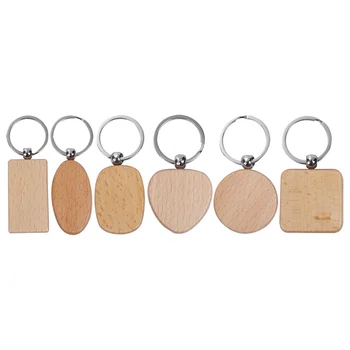20 шт. пустых деревянных брелоков из дерева на заказ, брелки для ключей, аксессуары из дерева, подарки (смешанный дизайн)