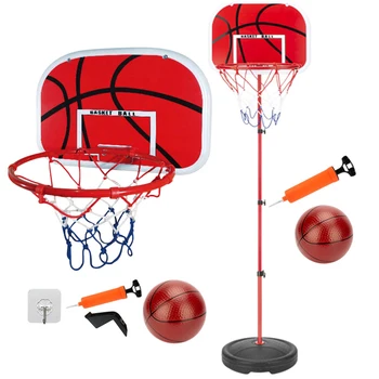 Баскетбольные ворота с мячом и насосом, Портативное баскетбольное кольцо, Регулируемая баскетбольная система, игры в помещении и на открытом воздухе для детей